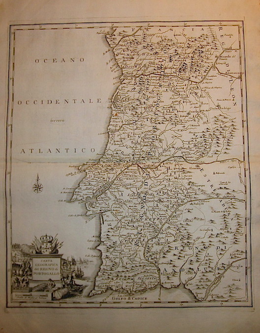 Albrizzi Giambattista (1698-1777) Carta geografica del Regno di Portogallo 1750 Venezia